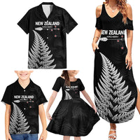 Personalised New Zealand 2025 Archery Family Matching Summer Maxi Dress and Hawaiian Shirt Aotearoa Silver Arrows Black