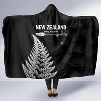 New Zealand 2025 Archery Hooded Blanket Aotearoa Silver Arrows Black LT01 One Size Black - Polynesian Pride