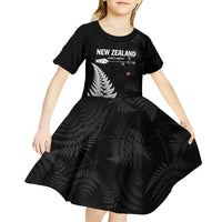 Personalised New Zealand 2025 Archery Kid Short Sleeve Dress Aotearoa Silver Arrows Black
