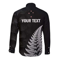 Personalised New Zealand 2025 Archery Long Sleeve Button Shirt Aotearoa Silver Arrows Black LT01 - Polynesian Pride