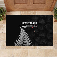 New Zealand 2025 Archery Rubber Doormat Aotearoa Silver Arrows Black LT01 Black - Polynesian Pride