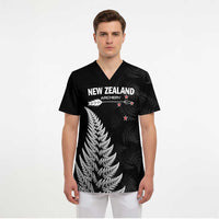 Personalised New Zealand 2025 Archery Scrub Top Aotearoa Silver Arrows Black LT01 - Polynesian Pride