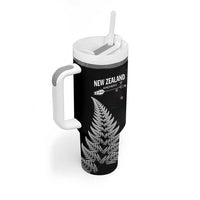 Personalised New Zealand 2025 Archery Tumbler With Handle Aotearoa Silver Arrows Black LT01 - Polynesian Pride