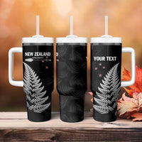 Personalised New Zealand 2025 Archery Tumbler With Handle Aotearoa Silver Arrows Black LT01 - Polynesian Pride