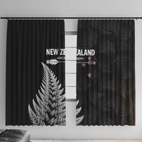New Zealand 2025 Archery Window Curtain Aotearoa Silver Arrows Black LT01 With Hooks Black - Polynesian Pride