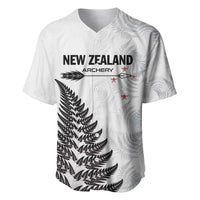 Personalised New Zealand 2025 Archery Baseball Jersey Aotearoa Silver Arrows White