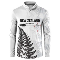 Personalised New Zealand 2025 Archery Button Sweatshirt Aotearoa Silver Arrows White LT01 White - Polynesian Pride