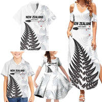 Personalised New Zealand 2025 Archery Family Matching Summer Maxi Dress and Hawaiian Shirt Aotearoa Silver Arrows White