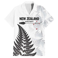 Personalised New Zealand 2025 Archery Hawaiian Shirt Aotearoa Silver Arrows White LT01 White - Polynesian Pride