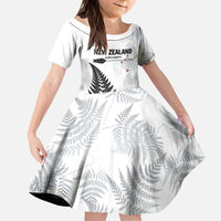 Personalised New Zealand 2025 Archery Kid Short Sleeve Dress Aotearoa Silver Arrows White