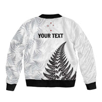 Personalised New Zealand 2025 Archery Sleeve Zip Bomber Jacket Aotearoa Silver Arrows White