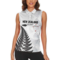 Personalised New Zealand 2025 Archery Women Sleeveless Polo Shirt Aotearoa Silver Arrows White
