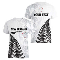 Personalised New Zealand 2025 Archery Women V-Neck T-Shirt Aotearoa Silver Arrows White