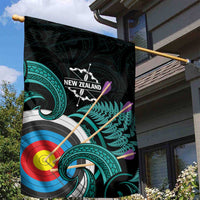 New Zealand Archery Garden Flag Turquoise Maori Silver Fern LT01 - Polynesian Pride