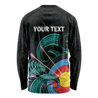 Personalised New Zealand Archery Long Sleeve Shirt Turquoise Maori Silver Fern