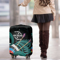 New Zealand Archery Luggage Cover Turquoise Maori Silver Fern