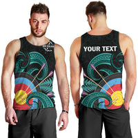 Personalised New Zealand Archery Men Tank Top Turquoise Maori Silver Fern