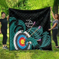 New Zealand Archery Quilt Turquoise Maori Silver Fern