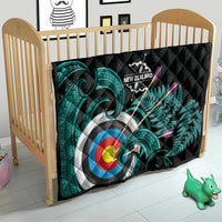 New Zealand Archery Quilt Turquoise Maori Silver Fern