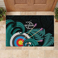 New Zealand Archery Rubber Doormat Turquoise Maori Silver Fern LT01 Turquoise - Polynesian Pride