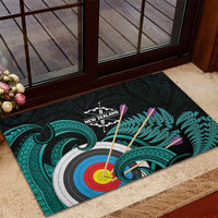 New Zealand Archery Rubber Doormat Turquoise Maori Silver Fern LT01 - Polynesian Pride