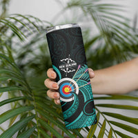 Personalised New Zealand Archery Skinny Tumbler Turquoise Maori Silver Fern