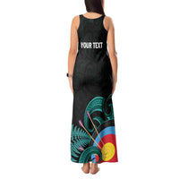 Personalised New Zealand Archery Tank Maxi Dress Turquoise Maori Silver Fern
