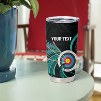 Personalised New Zealand Archery Tumbler Cup Turquoise Maori Silver Fern