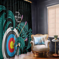 New Zealand Archery Window Curtain Turquoise Maori Silver Fern LT01 - Polynesian Pride