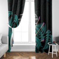 New Zealand Archery Window Curtain Turquoise Maori Silver Fern LT01 - Polynesian Pride