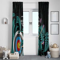 New Zealand Archery Window Curtain Turquoise Maori Silver Fern LT01 - Polynesian Pride