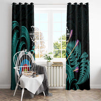 New Zealand Archery Window Curtain Turquoise Maori Silver Fern LT01 - Polynesian Pride