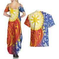 Philippines Couples Matching Summer Maxi Dress and Hawaiian Shirt Pilipinas Polynesian Pattern LT01 - Polynesian Pride