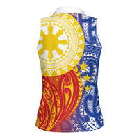 Philippines Women Sleeveless Polo Shirt Pilipinas Polynesian Pattern