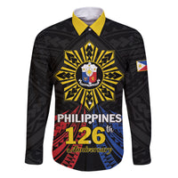 Personalized Philippines Independence Day Family Matching Off The Shoulder Long Sleeve Dress and Hawaiian Shirt Filipino 126th Anniversary Sun Tattoo
