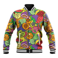 Hawaii Fruits Hippie Style Baseball Jacket Vibrant Colorful LT01 Unisex Multicolor - Polynesian Pride