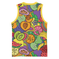 Hawaii Fruits Hippie Style Basketball Jersey Vibrant Colorful LT01 - Polynesian Pride