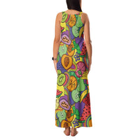 Hawaii Fruits Hippie Style Family Matching Tank Maxi Dress and Hawaiian Shirt Vibrant Colorful