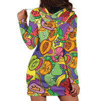 Hawaii Fruits Hippie Style Hoodie Dress Vibrant Colorful LT01 - Polynesian Pride