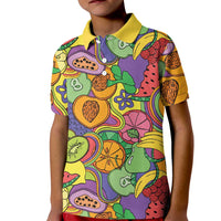 Hawaii Fruits Hippie Style Kid Polo Shirt Vibrant Colorful LT01 Kid Multicolor - Polynesian Pride