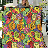 Hawaii Fruits Hippie Style Quilt Vibrant Colorful LT01 Multicolor - Polynesian Pride