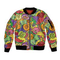 Hawaii Fruits Hippie Style Sleeve Zip Bomber Jacket Vibrant Colorful LT01 Unisex Multicolor - Polynesian Pride