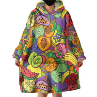 Hawaii Fruits Hippie Style Wearable Blanket Hoodie Vibrant Colorful LT01 - Polynesian Pride