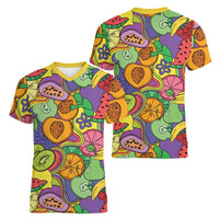 Hawaii Fruits Hippie Style Women V-Neck T-Shirt Vibrant Colorful LT01 - Polynesian Pride