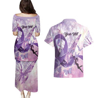 Personalized Polynesian Lupus Awareness Couples Matching Puletasi and Hawaiian Shirt Butterfly Hologram Lupus Warrior LT01 - Polynesian Pride