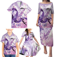 Personalized Polynesian Lupus Awareness Family Matching Puletasi and Hawaiian Shirt Butterfly Hologram Lupus Warrior