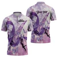 Personalized Polynesian Lupus Awareness Zipper Polo Shirt Butterfly Hologram Lupus Warrior LT01 - Polynesian Pride