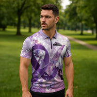 Personalized Polynesian Lupus Awareness Zipper Polo Shirt Butterfly Hologram Lupus Warrior LT01 - Polynesian Pride