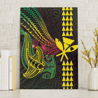 Hawaii Kakau Hammerhead Shark Canvas Wall Art Neon Plumeria Pattern LT01 Without Frame Black - Polynesian Pride