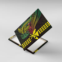 Hawaii Kakau Hammerhead Shark Canvas Wall Art Neon Plumeria Pattern LT01 With Frame Black - Polynesian Pride